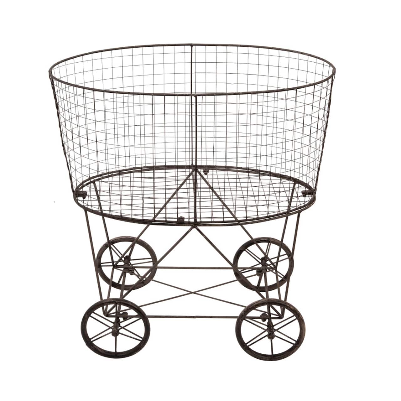 Hello Honey® 27" Vintage Reproduction Metal Laundry Basket on Wheels
